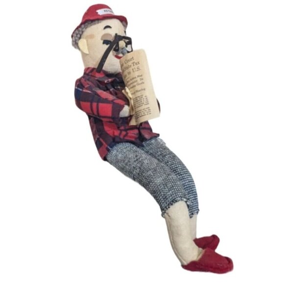 Stuart Inc Retired Man Doll Reading Newspaper In Plaid - Picture 3 of 8